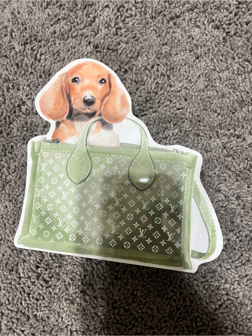 Louis Vuitton Green Monogram Handbag Sticker with Puppy Motif